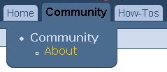 Community menu generated from site.xml