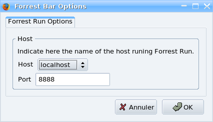 ForrestBar Options window